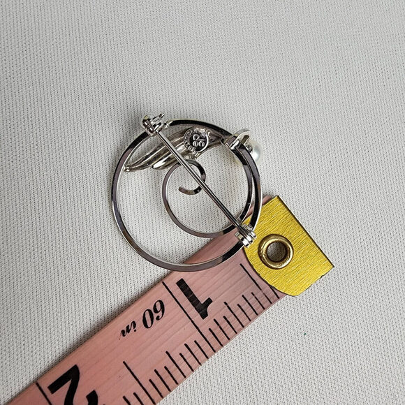 DCE Douglas C Eaton 14kt GF Pearl Silver Tone Brooch - Picture 6 of 6